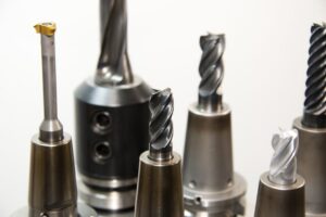 A detailed view of assorted industrial drill bits showcasing precision engineering.